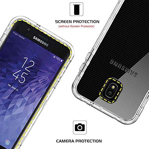 YINLAI Clear Case for Galaxy J7 2018/j7 Crown/J7 Aero/J7 Refine/J7 Star/J7V/J7V 2nd Gen,3 in 1 Heavy Duty Shockproof Protective Hybrid PC TPU Bumper Transparent Phone Cover for Samsung J72018,Crystal 4