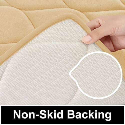 Colorxy Memory Foam Bathroom Rugs - Water Absorbent, Super Soft Non-Slip Bath Mat, Washable Ogee Design Bathroom Mat Set of 3, Small/Large/Contour, Black 2