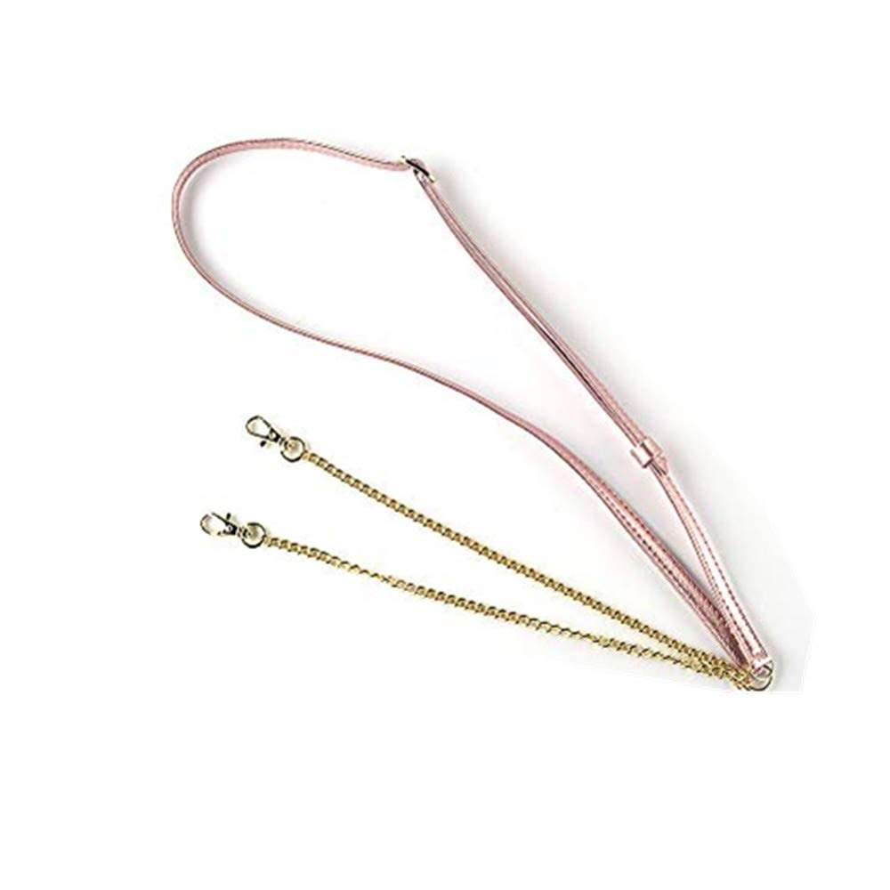 Adjustable PU Leather & Metal Chain Handbag Purse Strap Replacement Crossbody Strap-Rose Gold