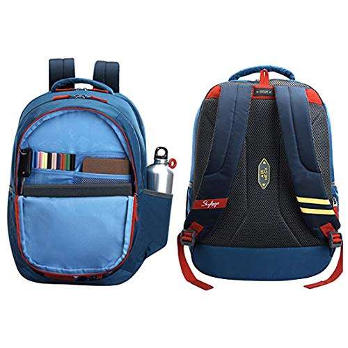 MaBelle ASTRO PLUS 01 SKYBAG Trendy Design 34L School/College Bag Combo with 1 Single Line Spiral Binding 200 Pages Notebook & 5 Register (108 Pages) ,-01 Set/Premium Materials/ - Teal Blue 4