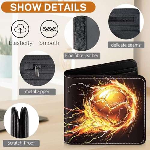 WEBJIASU Boys Wallet for Kids, Kids Wallets for Teen 9-12 8-12 12-14 with Card,Funny Soccer Leather Bifold Rfid Blocking,Black Purse for Men Boy Male Youth Guys Christmas Gifts Birthday Present 3