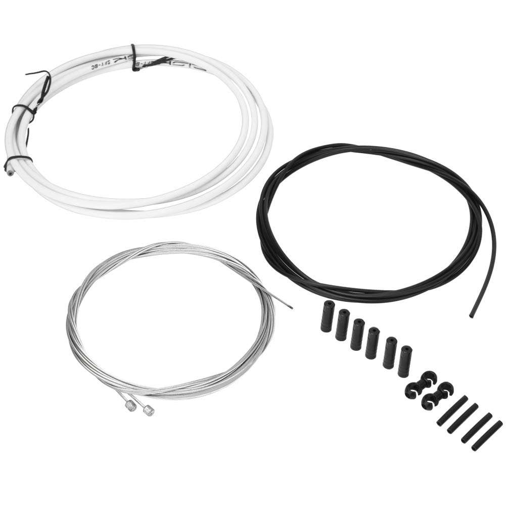 Keenso Bike Brake Cable, Bike Bicycle Road Mountain Bike Front Rear Inner Outer Wire Gear Brake Derailleur Cable Set Kit (White) 2