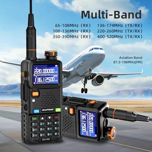 BAOFENG 5RH Pro GPS Handheld Radio Multi-Band USB-C Charging Radio Copy Frequency 640 Channels Walkie Talkie 10W High Power APRS Radio for Adult 4