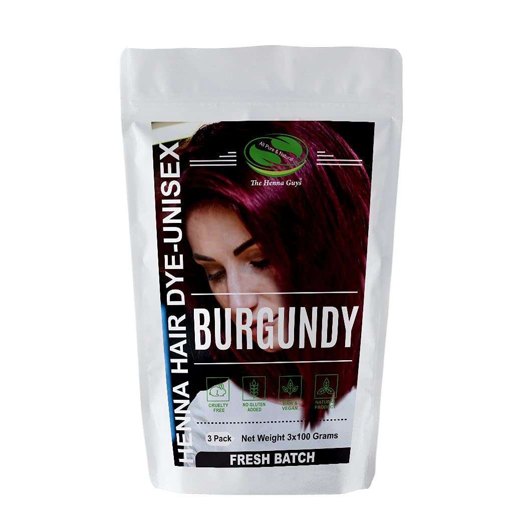 3 Packs Of Burgundy Henna Hair & Beard Color/Dye 100 Grams - Natural Hair Color, Plant-based Hair Dye - The Henna Guys 1