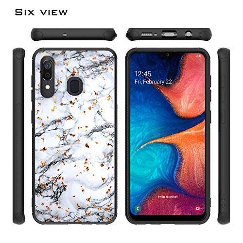 EnCASEs Cell Phone Case for Samsung Galaxy A20 / A30 / A50, TPU Chrome Flake Marble Hybrid Bumper Shockproof Anti-Slip Case Cover, White 2