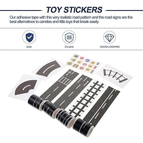 VICASKY Road Tape Sticker Traffic Road Tape Road Car Tape Great DIY Traffic Sign Train Track Model Toy Vehicle Playsets (Mixed Style) 2