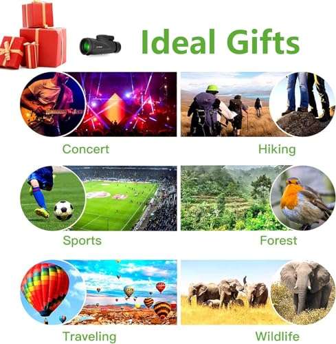 Monocular Telescope with Low Night Vision for Adults Kids,12X50 High Power Mini Zoom Monoculars with Smartphone/iPhone Adapter Tripod,Gifts for Bird Watching Hunting Camping Traveling Star Sports 6