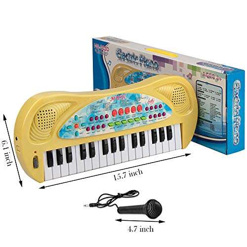 aPerfectLife Kids Piano Keyboard, 32 Keys Multifunction Portable Toy Piano Electronic Music Keyboard Instrument for Early Learning Educational (Yellow) 6