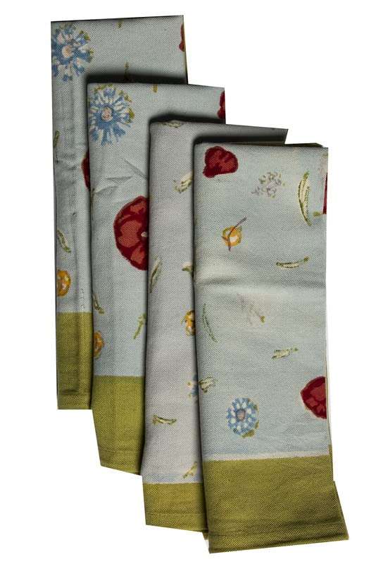CONTRAST LIVING Gobei Hand Block Printed Kitchen Towel/Dish Towel/Hand Towel Multi Color Set of 4 Pcs 5