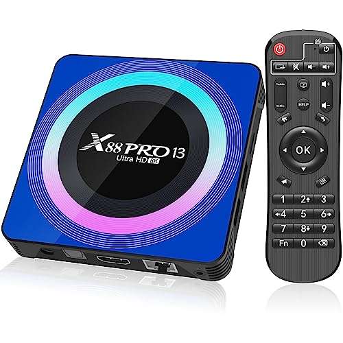 X88 Pro 13 Android Box - 4GB RAM, 32GB ROM, RK3528 Quad-Core CPU, Mali G31 MP2 GPU, Bluetooth 5.0, USB 3.0, LAN, WiFi 6, Android TV Box 2023