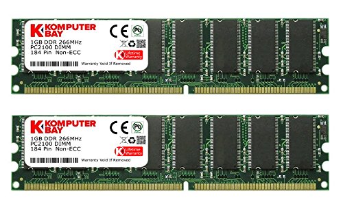 KOMPUTERBAY 2GB ( 2 X 1GB ) DDR DIMM (184 PIN) 266Mhz DDR266 PC2100 DESKTOP MEMORY KIT