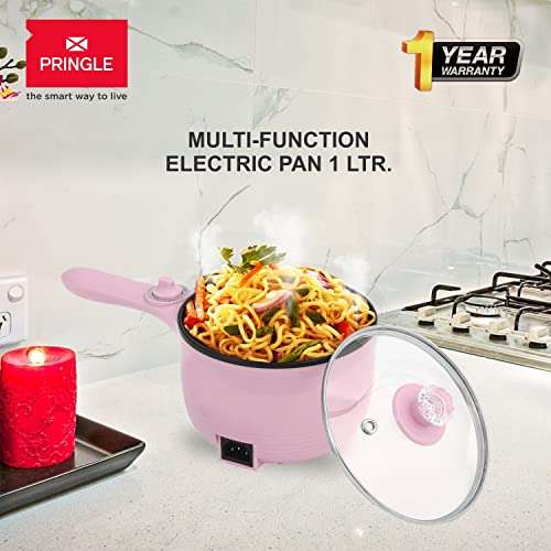 Pringle Non Stick Multi Functional Electric Pan (MEP 1001) | 700W Power | 1L Capacity And Classy Electric Kettle 1500 W Capacity 1.8Ltr | Super Combo 5