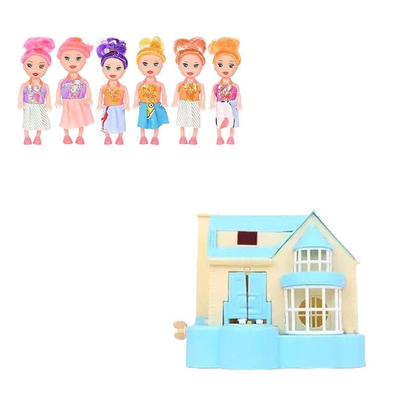 AKTOON TOYS (Combo Pack) Dog House Piggy Bank for Kids House of Puppy Coin & 6 Sisters Doll with Beautyful Hair & Movable Body Parts Doll Set - Multicolor 1