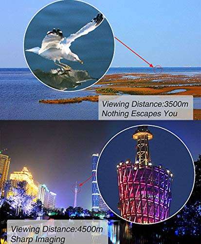 BOSHILE 7x50 Binoculars with Rangefinder for Adults, Compact Night Vision Waterproof Binoculars for Bird Watching,Travel,Green 4