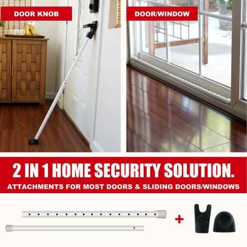 SecurityMan Adjustable Door Security Bar - Constructed of High Grade Iron - Great for Apartment Security or Home Protection Door Stoppers -(18.25”-47.5” for Doors / 18.25”-46.5” for Patio Doors) White 2
