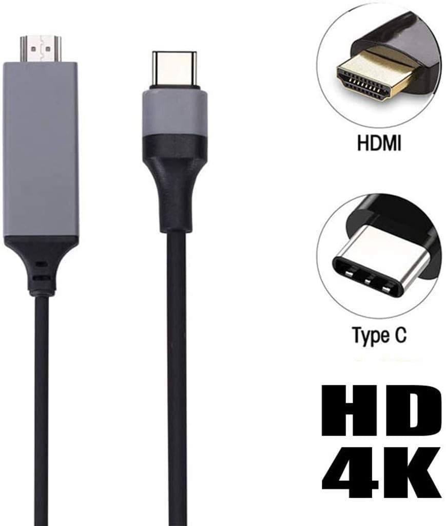 VOOCME USB 3.1 Type C Male to HDMI Male 4K Cable Compatible for HDTV, Monitor, Projector 2m cable (Black) 3