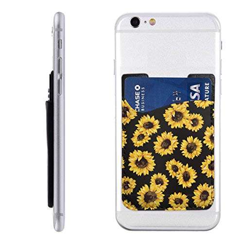 BCCYZ Sunflower Phone Card Holder, Stick On ID Credit Card Wallet Phone Case Pouch Sleeve Pocket for iPhone, Android and All Smartphones 1