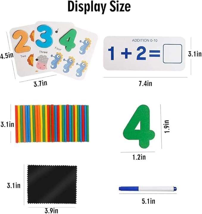 JANC ENTERPRISE Number Counting Games, Montessori Educational Toy Gift for Kindergarten Classroom 3,4, 5 Year Old | Wooden Math Number Blocks Counting | 3