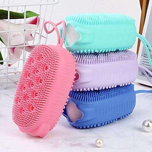 DMB STORE Silicone Bath Body Brush Exfoliating Massage Silicone Loofah Body Scrubber, Silicone Shower Sponge, Double Sided Rubber Scrub Body Brush for Baby Kids Men Women - Multicolor 3