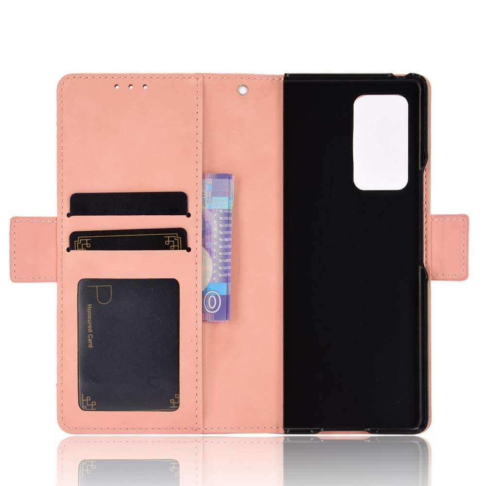CHICASE Phone Case for Galaxy Z Fold 2 5G(2020),Full Body Protection Shockproof Flip Leather Wallet Case Cover[Card Slot Holder][Kickstand ][Magnetic] for Samsung Galaxy Z Fold 2 5G (Pink) 3