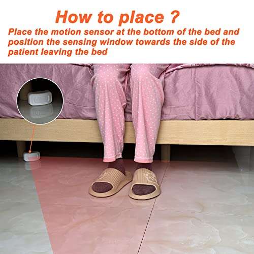 Upgraded Version Bed Sensor Alarm and Fall Prevention for Elderly/Dementia and More,Caregiver Pager Motion Sensor Alert with 5 Volume Level,Bed Alarm for Elderly Adults Wireless 3