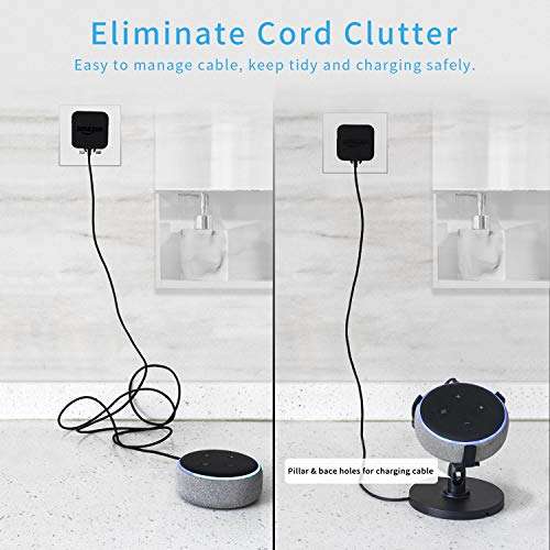 【Dot 3rd Generation Stand】 Table Holder for Echo Dot 3rd Generation, 360° Adjustable Stand Bracket Mount, Space-Saving Dot Accessories, No Muffled Sound Original Outlet Hanger for Smart Home Speaker 5