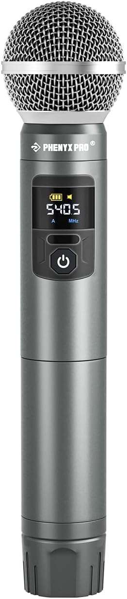Phenyx Pro Professional Wireless Microphone, UHF Dynamic Mic, Metal Cordless Mic, Handheld Microphone for PTU-52/PTU-5200/PTU-4200 with Selectable 30 Frequencies (PWH-4200) 1