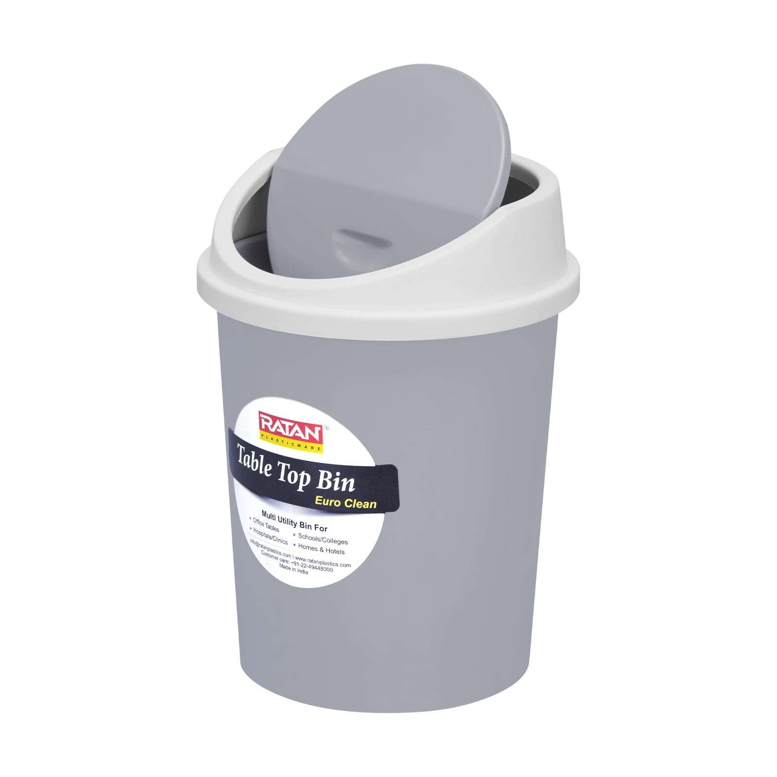 RATAN PLASTICWARE Euro Clean Table Top Small Mini Dustbin with Lid for Study Table, Desk, Kitchen Sink, Car, Kids Room Compact and Stylish Waste Storage Garbage Bin 2 Litre HD Green 6