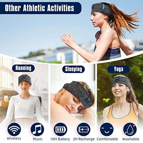 Soft Headband Wireless Headphones for Sleep, Wireless Sleep Earbuds, Comfortable Headphones for Sleeping with Thin HD Stereo Speakers, Sleeping Headsets for Workout, Insomnia, Travel, Yoga, Sport 5