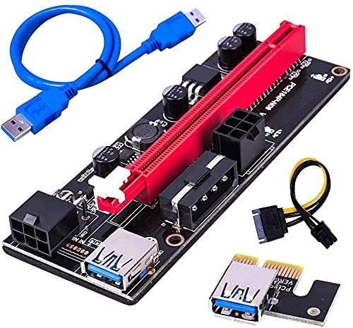 Tobo VER 009S PCI-E 16X Riser Card Adapter W / 4Pin, SATA and Graphics Card Interface, 6Pin - 23.6 inch USB 3.0 Extension Cable - TD-737PC 1