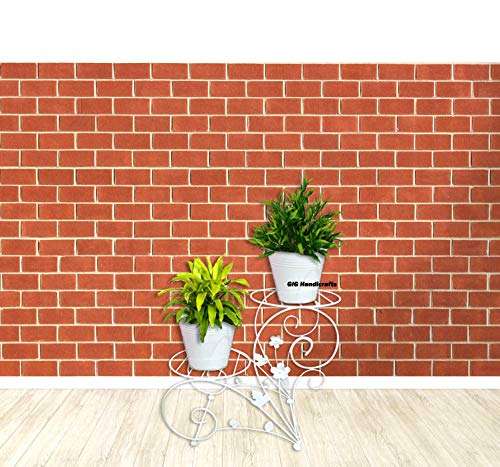 GIG Handicrafts 2-Tier Iron Decorative Potted Plants Shelf Plant Stand with 2 Iron Planter Plant Holders Garden Outdoor Indoor (43 cm x 26 cm x 41 cm, White) 1
