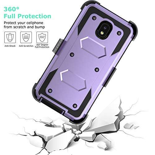 Galaxy J7 2018 Case, Tinysaturn Samsung Galaxy J7 Crown/J7 Refine/J7 Star/J7 V/J7 Aero/J7 Aura Case with Built-in Screen Protector Belt Clip Holster Kickstand Heavy Duty Shockproof Rugged Cover,Lilac 6