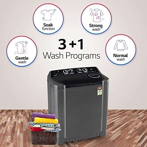 LG 8.5 Kg 5 Star Wind Jet Dry Rat Away Technology Semi-Automatic Top Loading Washing Machine (P8535SKMZ, Roller Jet Pulsator, Collar Scrubber, Middle Black) 3