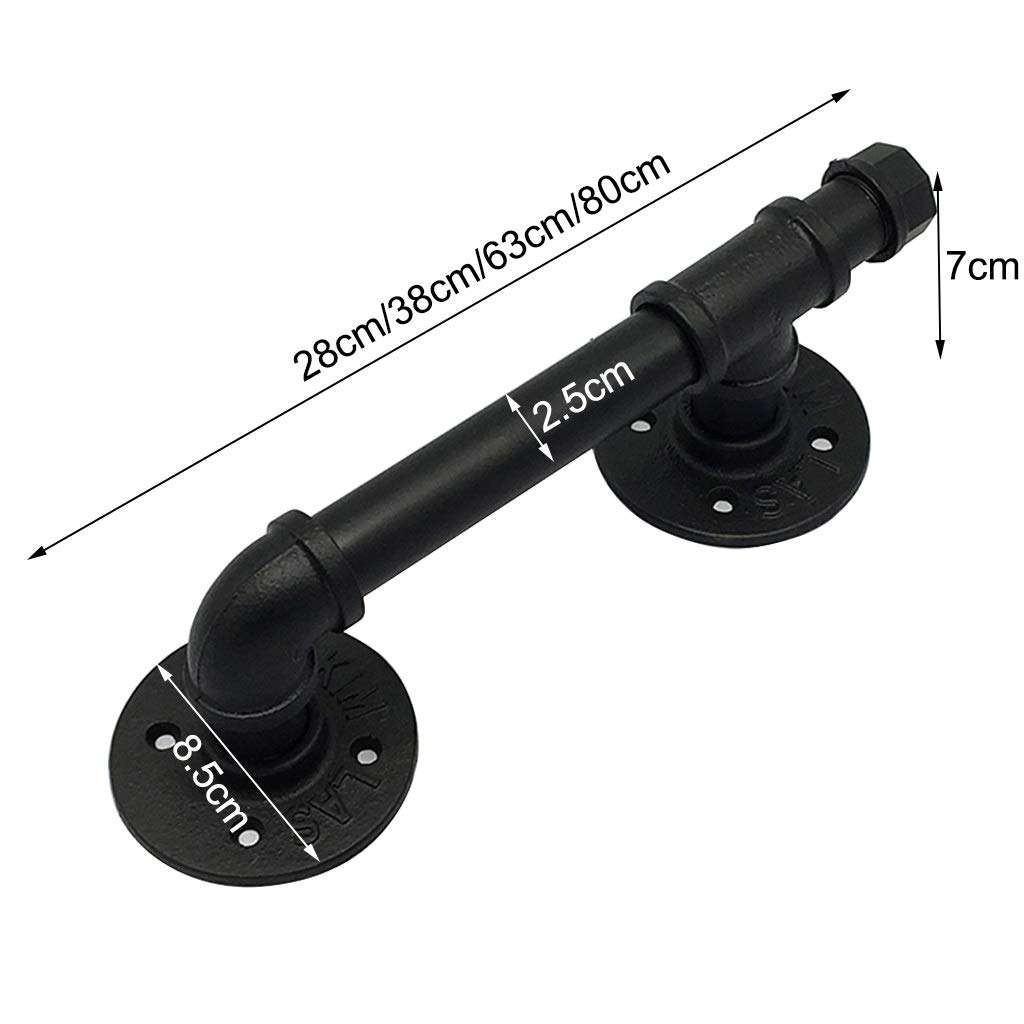 RTY-BY Black Barn Door Handle External Internal Pull - Wrought Iron Sliding Patio Door Handle Replacement Hardware Sets with Screw Fix - for Gate Shed and Garage Outdoor Indoor (Size : 38cm) 2