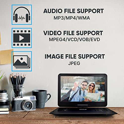 Pyle 17.9” Portable DVD Player, With 15" Swivel Adjustable Display Screen, USB/SD Card Memory Readers, Long Lasting Built-in Rechargeable Battery, Stereo Sound with Remote. (PDV156BK), Black 4