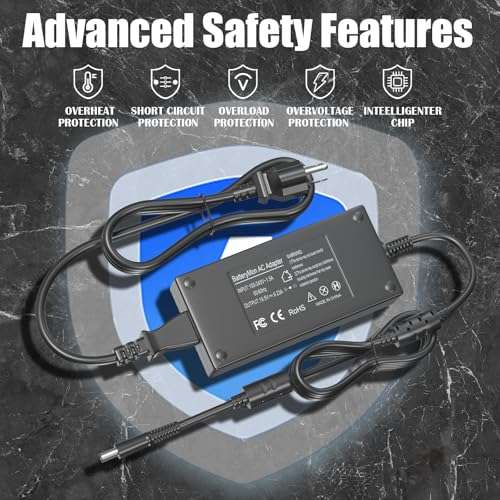 180W Laptop Charger Compatible with Dell Inspiron One 2350 2320 Precision 15 17 7560 7510 7520 7530 7550 3530 7710 7730 5530 M4600 M4700 M4800 G7 G5 G3 7577 5515 Game Computer Power Adapter DA180PM111 4