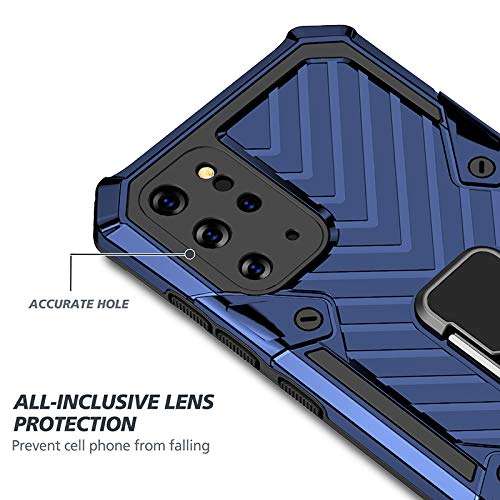 Konyaoo Compatible with Samsung Galaxy case, Double-Layer Plastic TPU Cover with Ring Stand (Samsung S20 Plus, Blue) 4