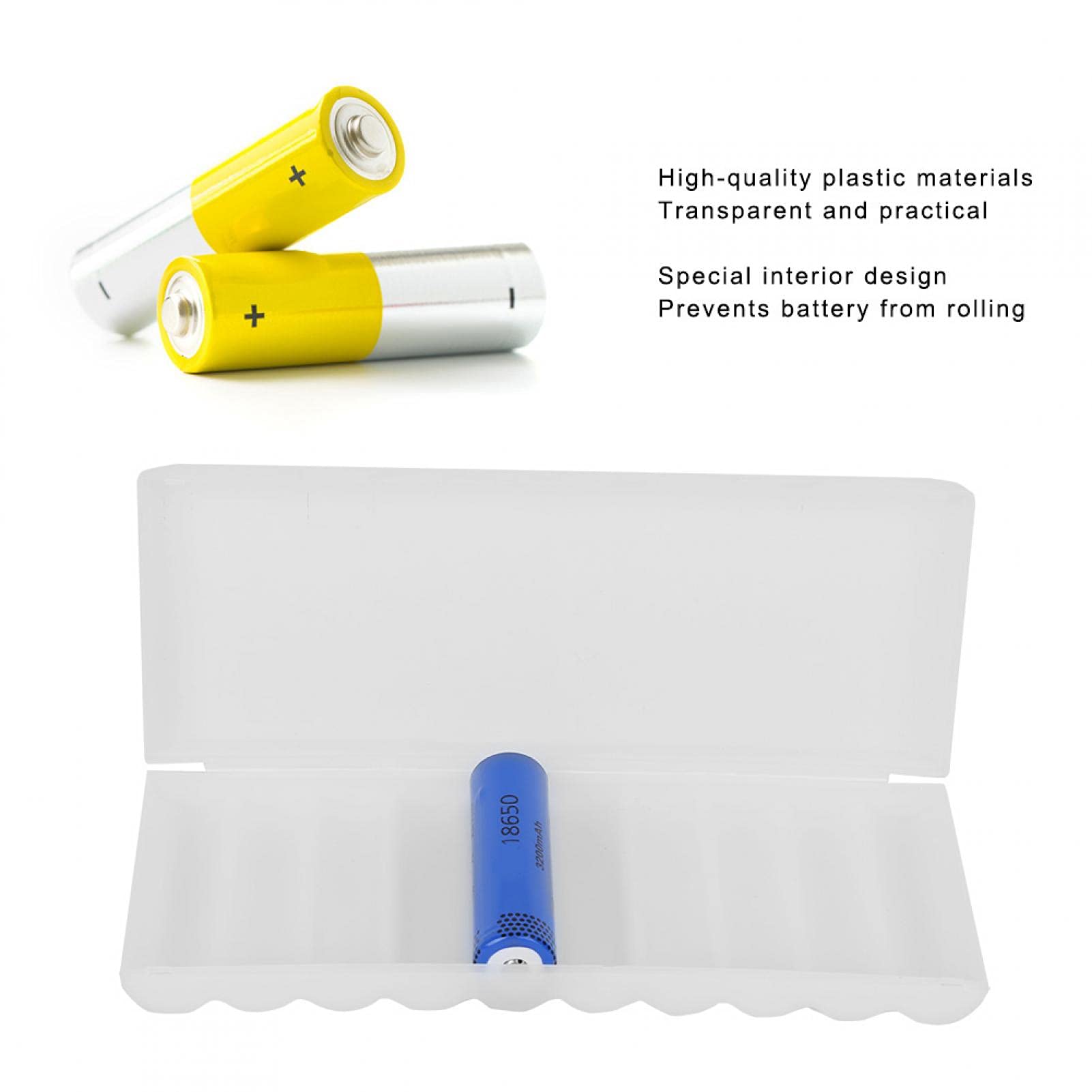 2Pcs 18650 Battery Holder, AA/AAA Battery Storage Case Plastic Storage Organizer Container, Clear White 10 Grids 6
