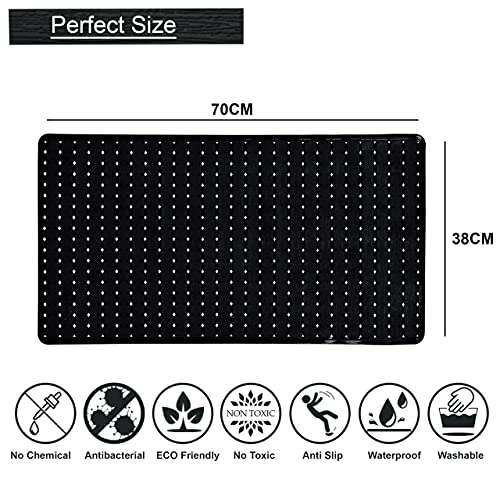 KINTIN Non-Slip Bathroom Mat, Bathtub Mat, Shower Mat for Toilet, Kitchen, Bathroom, Shower with Anti Slip Suction Cups- Blue 2