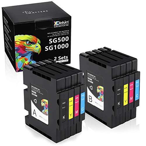 Xcinkjet Sublimation Ink Cartridge Compatible for Sawgrass Virtuoso SG500 SG1000 Printer NOt for 3.3 SPV Version(2 Black, 2 Cyan, 2 Magenta, 2 Yellow , 8-Pack) 1