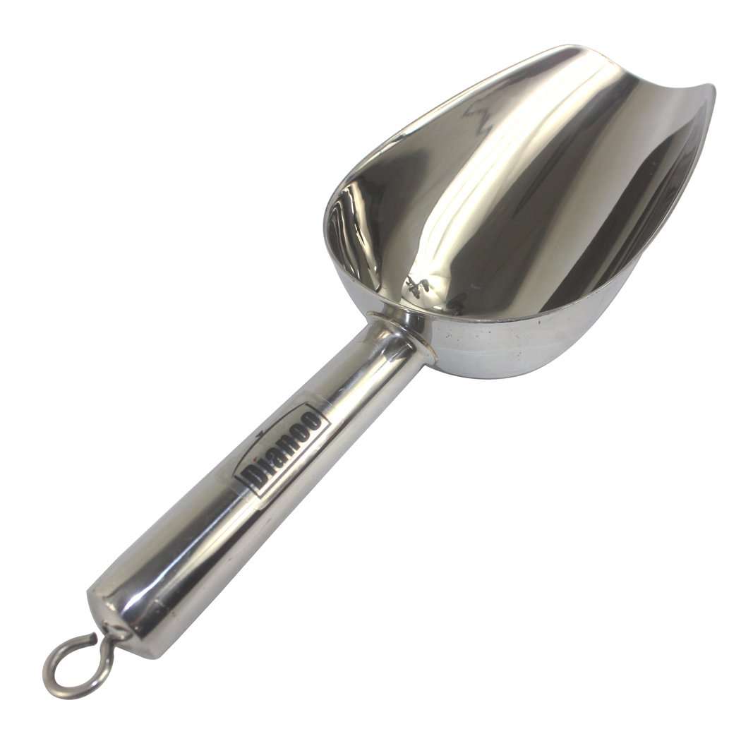 Dianoo Stainless Steel Ice Scoop, Heavy Duty High Polish Dry Goods Scoop, Candy Scoop, Grain Scoop, flour Scoop and beans Scoop - 1PCS Medium 1