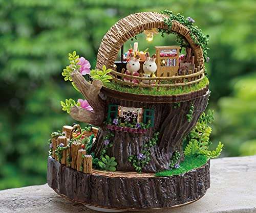 DIY Miniature Dollhouse Kit with Music Box Rylai 3D Puzzle Challenge for Adult Kids Xmas Gifts Fantasy Forest 2