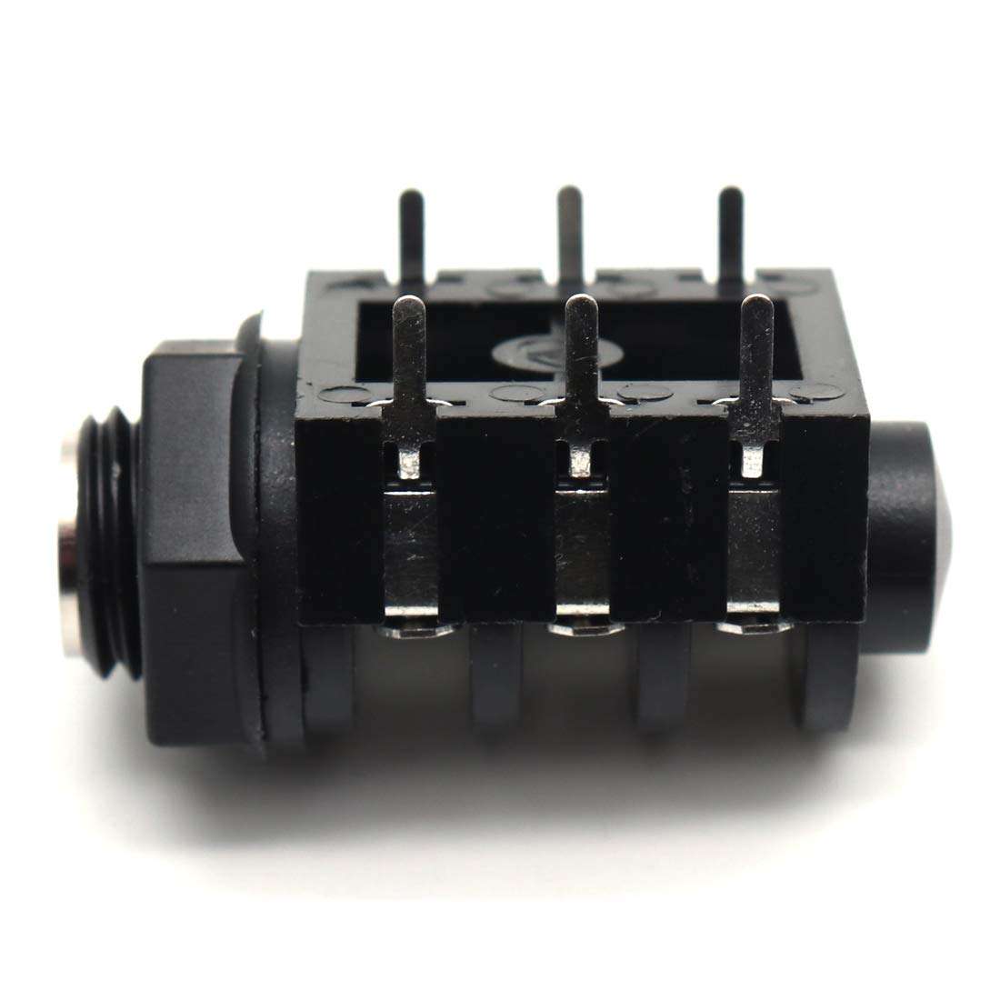 Luomorgo PCB Panel Mount 6 Pin 1/4" 6.35mm Female Socket Stereo Headphone Jack Silver Thread 20pcs 3