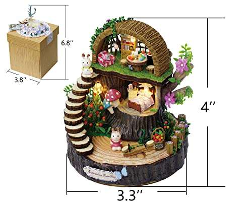 DIY Miniature Dollhouse Kit with Music Box Rylai 3D Puzzle Challenge for Adult Kids Xmas Gifts Fantasy Forest 5