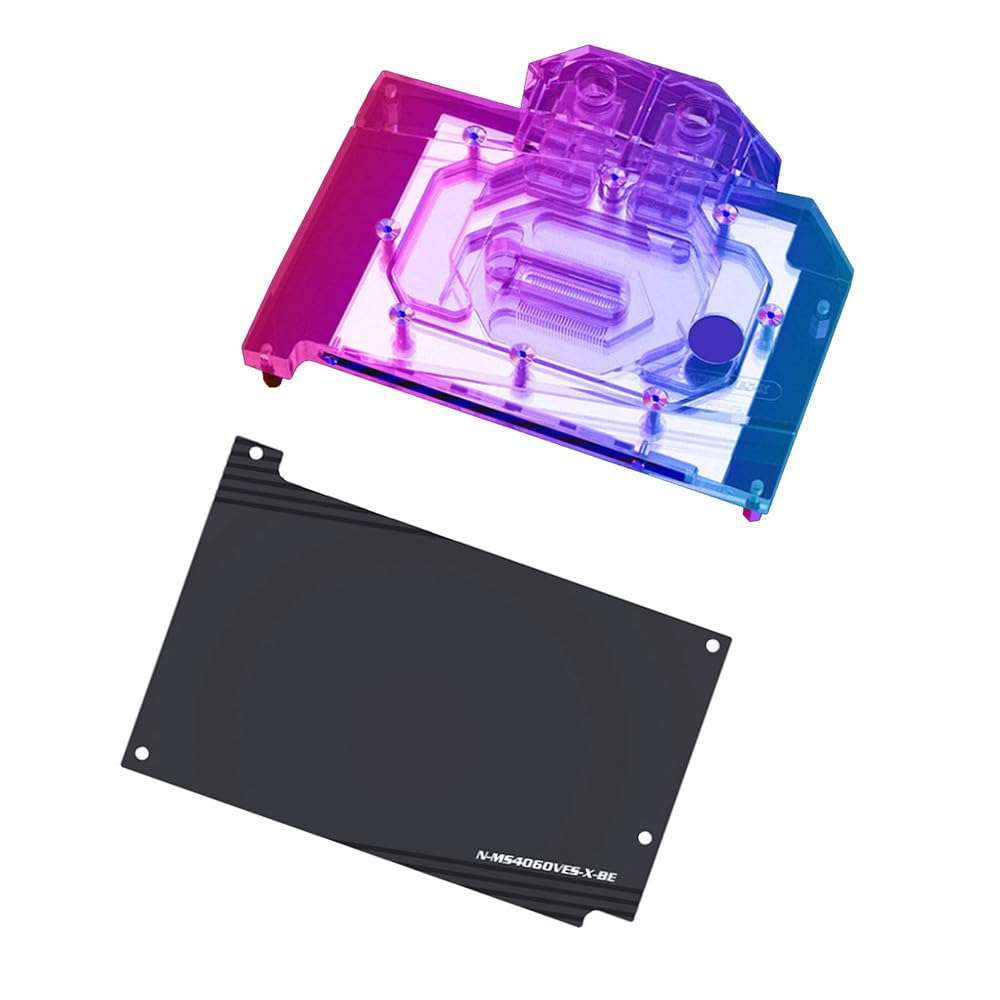 Copper GPU Water Cooling Block GPU Waterblock for MSI GeForce Gaming RTX 4060 Ventus 2X Black 8G OC RTX 4060 Gaming X 8G (5V ARGB RBW Aura Effect LED Lights GPU Block with Backplate)