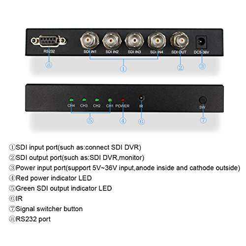 HDSUNWSTD SDI 4x1 Switch 4 Channels SDI Signal to A SDI Signal Channel Support Full-HD SDI Signal Input and Output 5