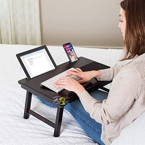 FURNIFOX Study Table for Students with Storage | Wooden Table Wooden Adjustable Multipurpose Folding Portable Laptop Table with Dwawer (Black)