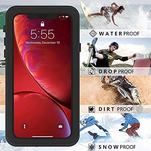 OUNNE Waterproof Dustproof Shockproof Case for iPhone XR, Full Body Protection Cover with Built-in Screen Protector, Waterproof, Clear Case for iPhone XR 6.1 inch 6