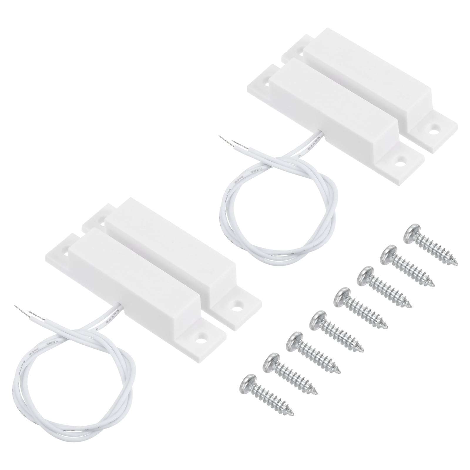 PATIKIL Magnetic Reed Switch, 2 Sets Normally Closed NC Wired Surface-Mounted Door Window Contact Switch for Home Security 1