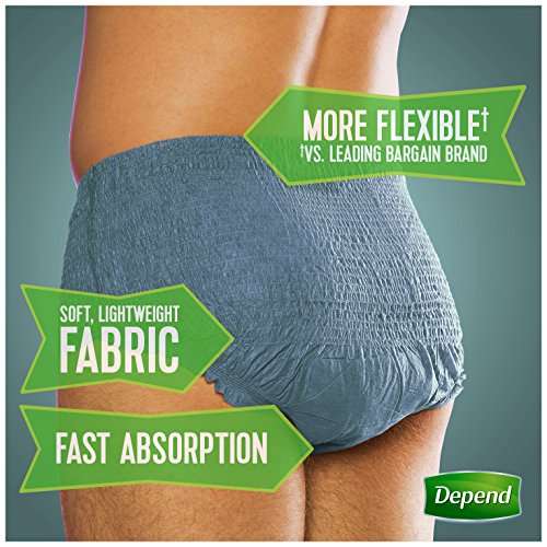 Depend FIT-FLEX Incontinence Underwear for Men, Maximum Absorbency, Large/X-Large, Gray (Packaging may vary) 2